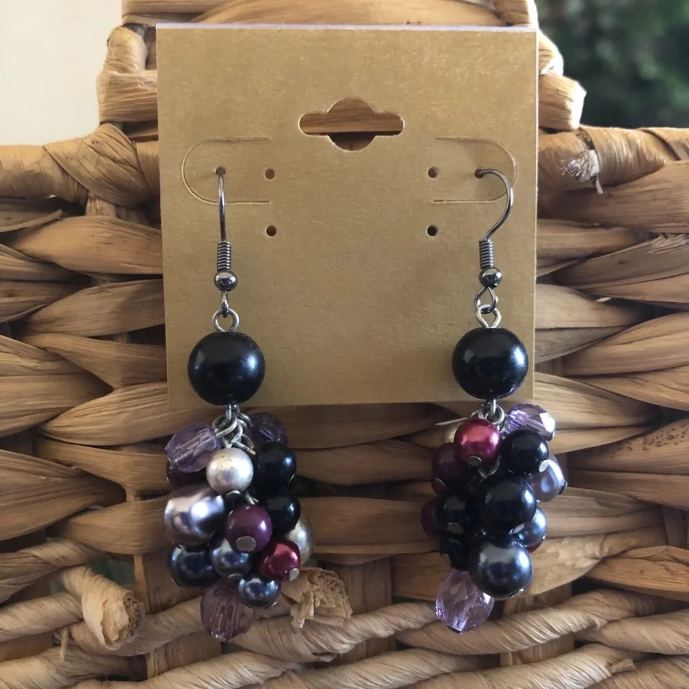 Vintage repurpose bead bauble cluster earrings